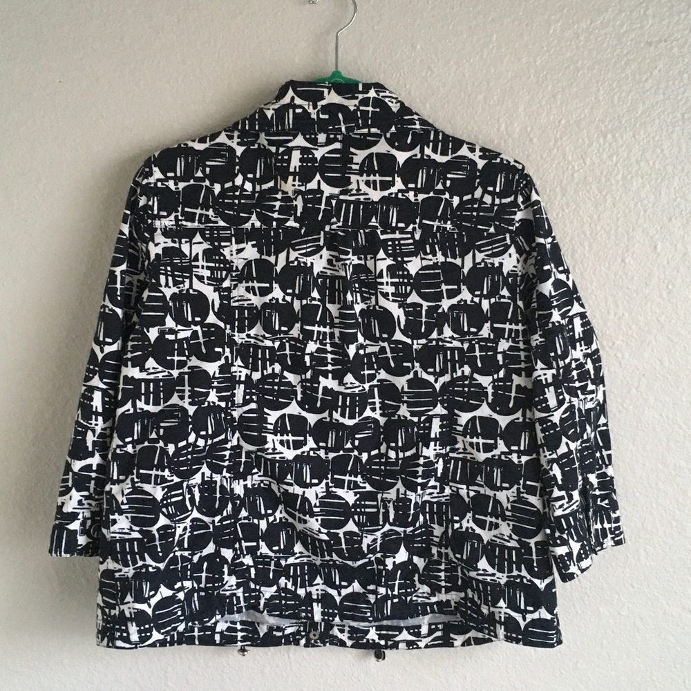 Ruby Rd. Black and White Graphic Jean Jacket - Picture 5 of 5